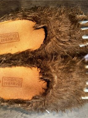 Bravest Studios Kids Dark Brown Faux-Fur Slip-On Slippers